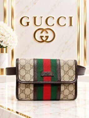 Gucci GG Supreme Monogram Web Stripe Belt Bag Waist Fanny Pack Vintage